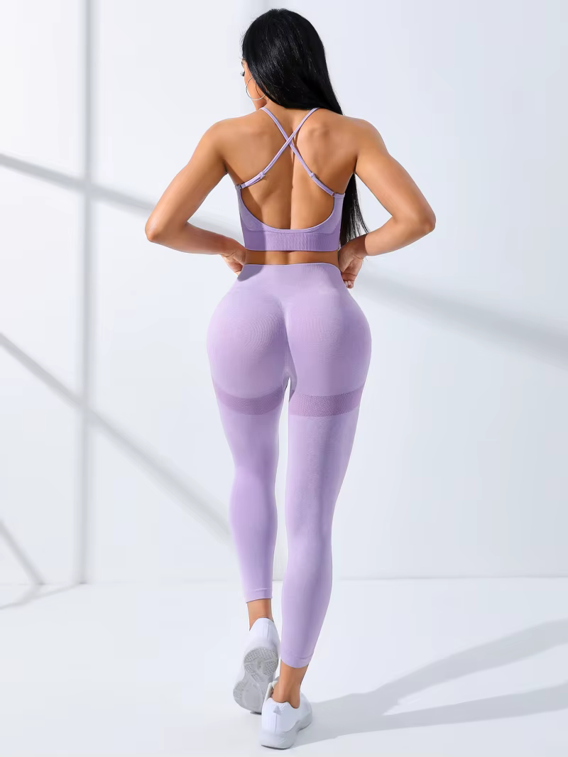 Ensemble de yoga sans couture pour femmes, tenues d'entraînement, leggings de survêtement sportifs,