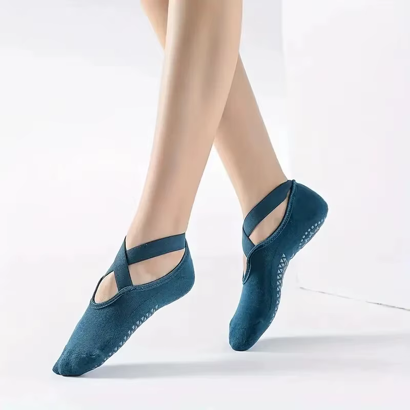 Chaussettes de Pilates coordonnantes avec bandage en coton pour femme, dos nu, yoga, fitness, ballet