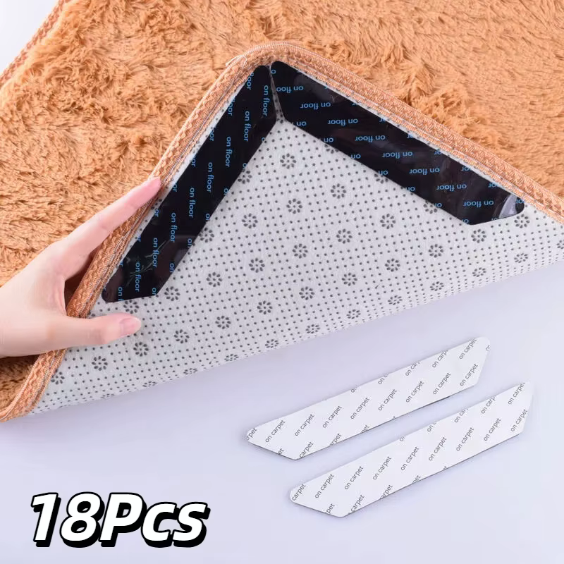 18 inserts de tapis, autocollants antidérapants pour fixation de tapis, coussinets adhésifs réutilis