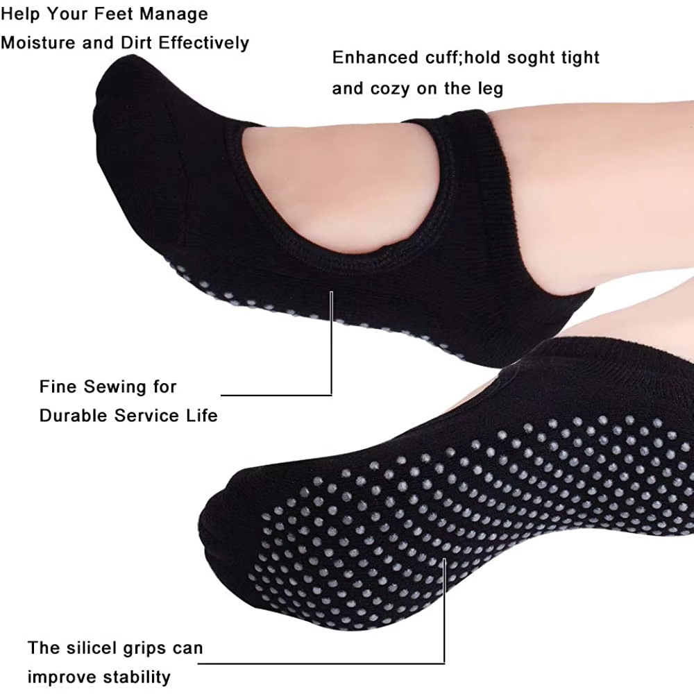 Chaussettes de Pilates antidérapantes, dos nu, en coton, pour femmes, Sport, Yoga, pantoufles de dan