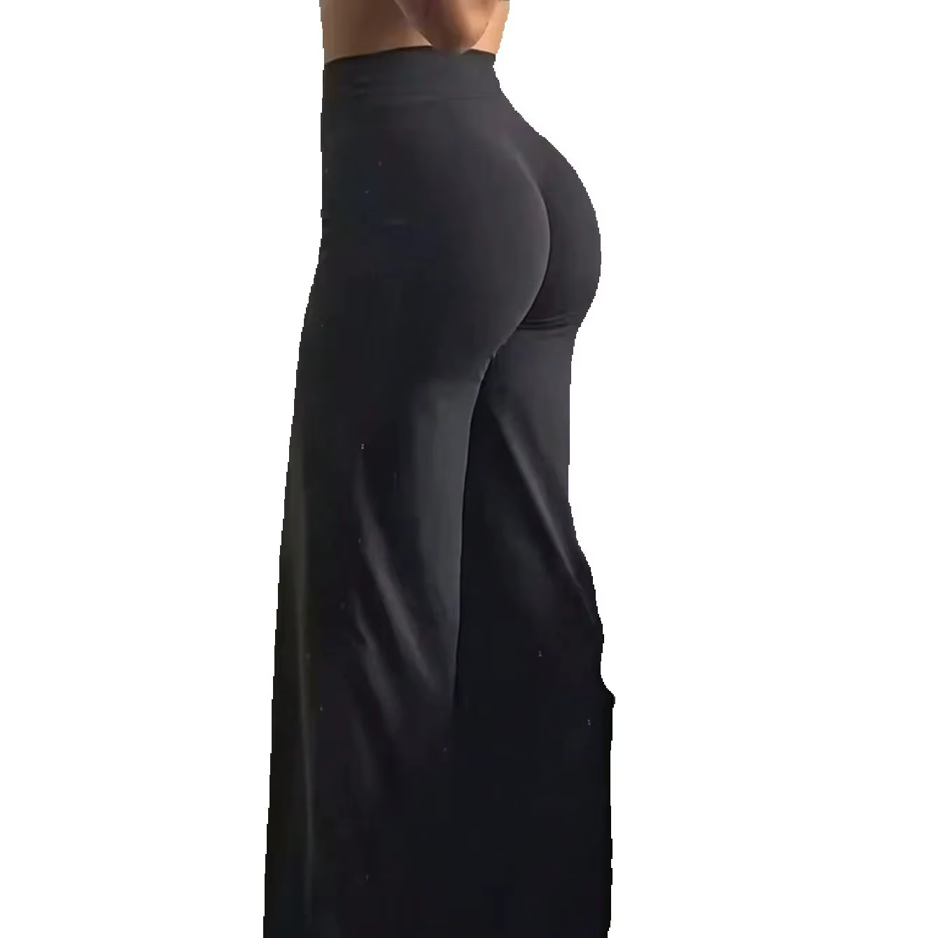 Pantalons de yoga pour femmes à taille haute et jambes larges, couleur unie, ceinture élastique, tis
