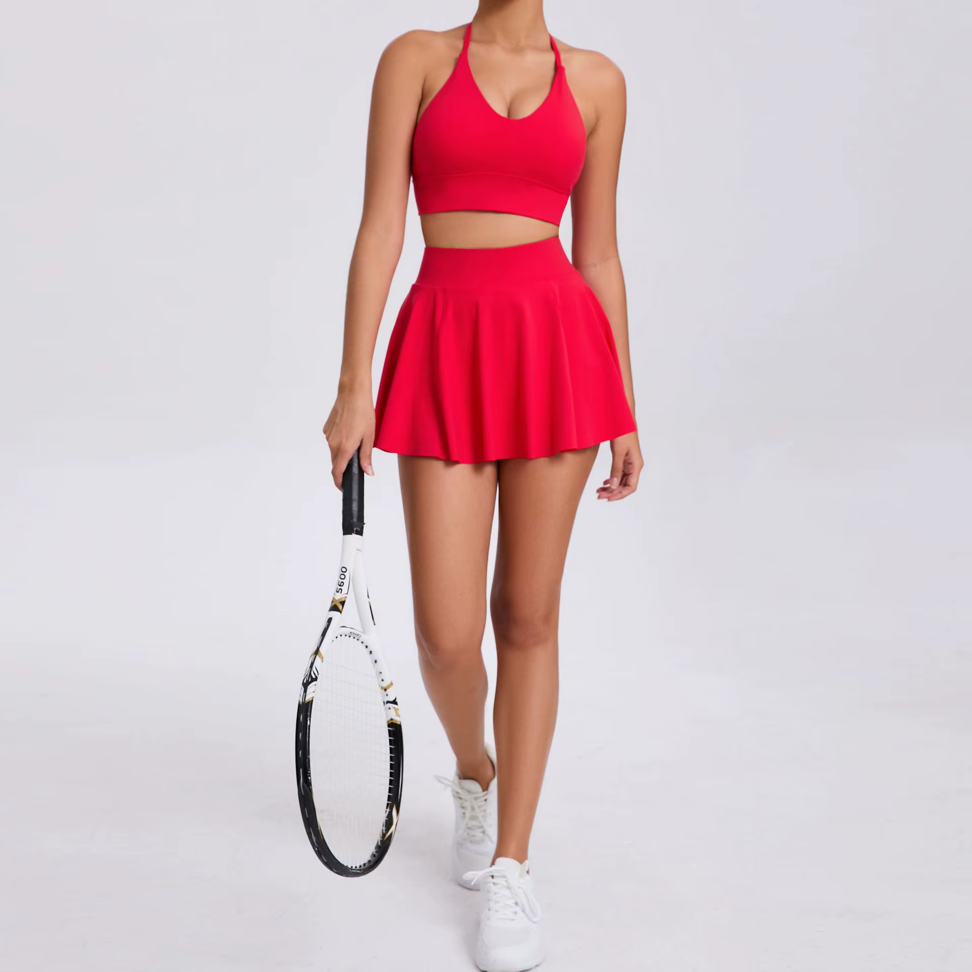 Ensemble de Yoga décontracté, soutien-gorge d'extérieur, jupe courte de Tennis, Anti-lumière, poche 