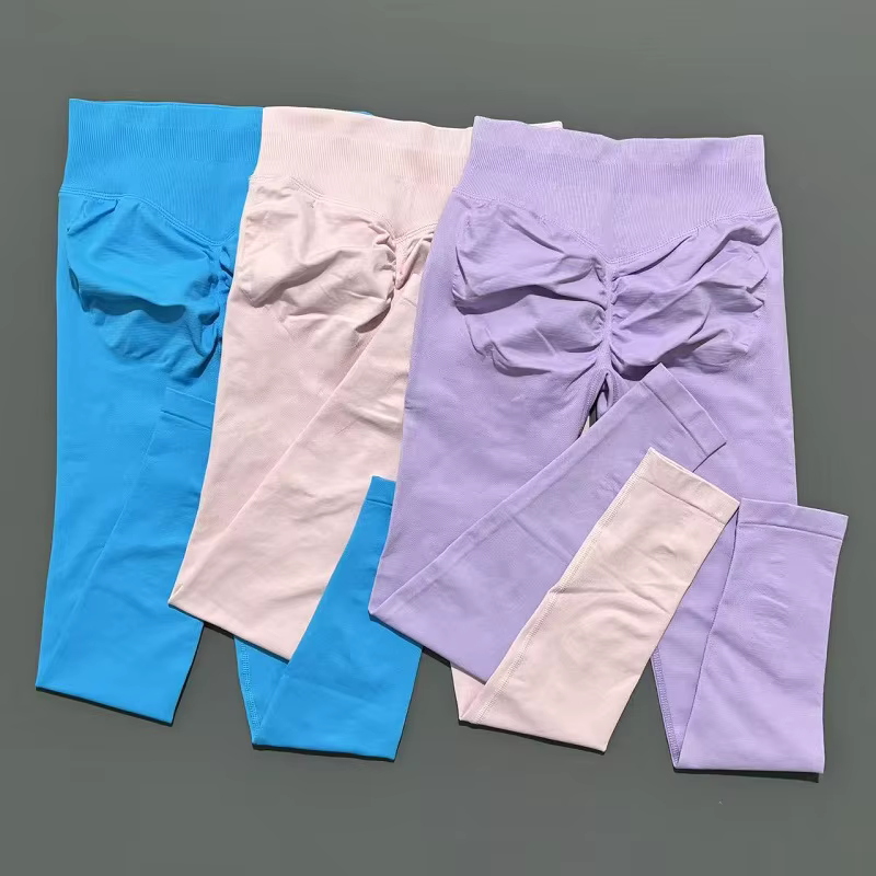 Femmes sport Leggings sans couture Yoga pantalons longs exercice Scrunch fesses Leggings vélo course