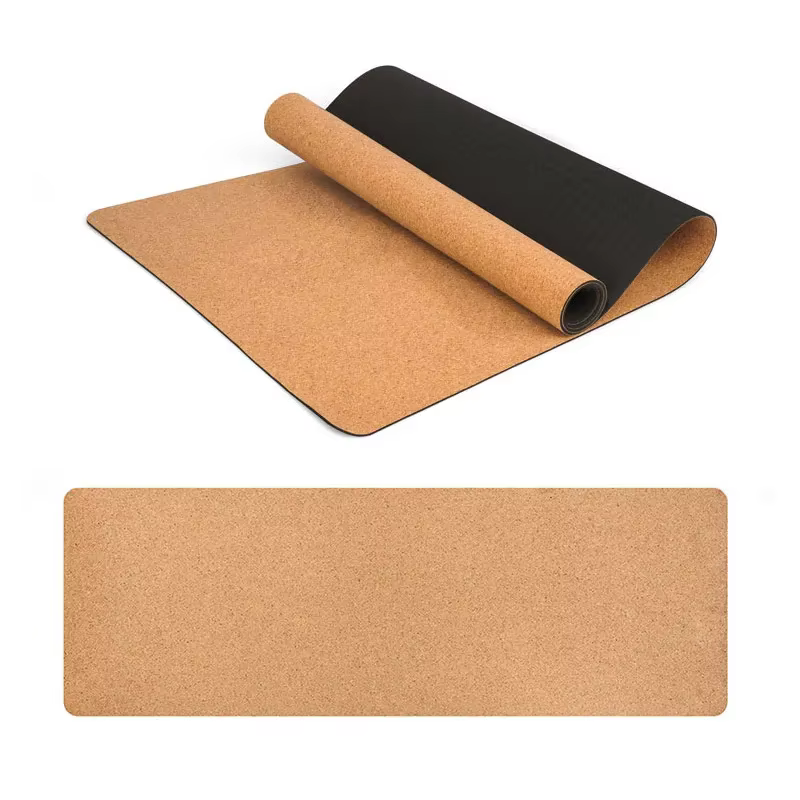 Tapis de yoga en liège naturel TPE 183x61 cm, tapis de fitness, tapis de sport, tapis de Pilates, ta