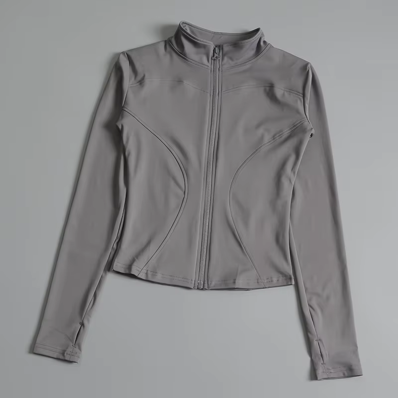 Femmes Zip Fitness Yoga chemise à manches longues veste de sport haut de sport vêtements de sport ma