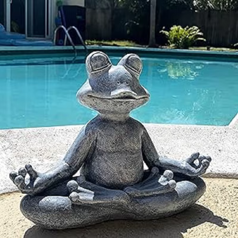 Figurine l'inventaire de grenouille de méditation, statue de jardin de grenouille de yoga du Vermont