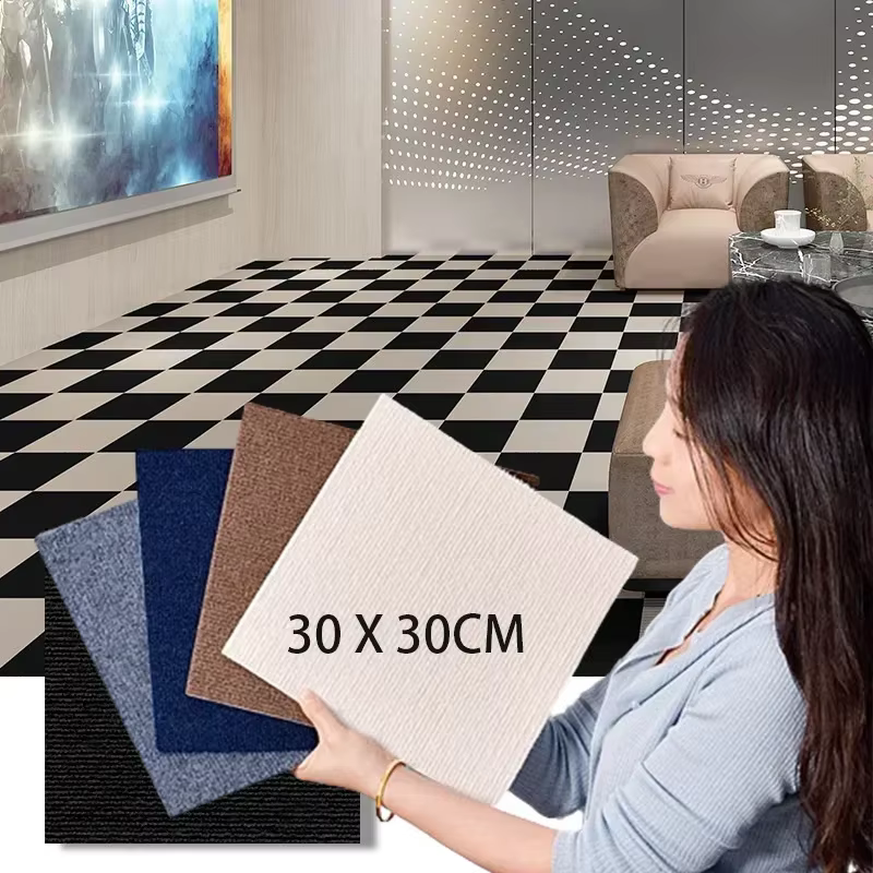 Tapis auto-adhésif amovible carré 30x30cm, tapis adhésif à décoller, adapté à la décoration de la maison, aux couloirs et aux carreaux de sol intérieurs
