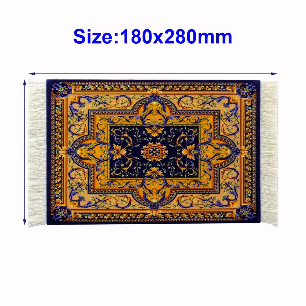Tapis persan tissé fleur petit dessous de verre commerciaux en gros tapis de souris pas cher tapis de bureau style rétro en caoutchouc tapis d'ordinateur antidérapant