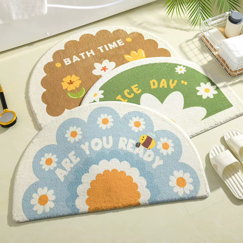 Ins – tapis de bain simples à petites fleurs fraîches, tapis de sol pour entrée de maison, chambre à coucher, toilettes, porte de salle de bain, coussinet de pied absorbant et antidérapant