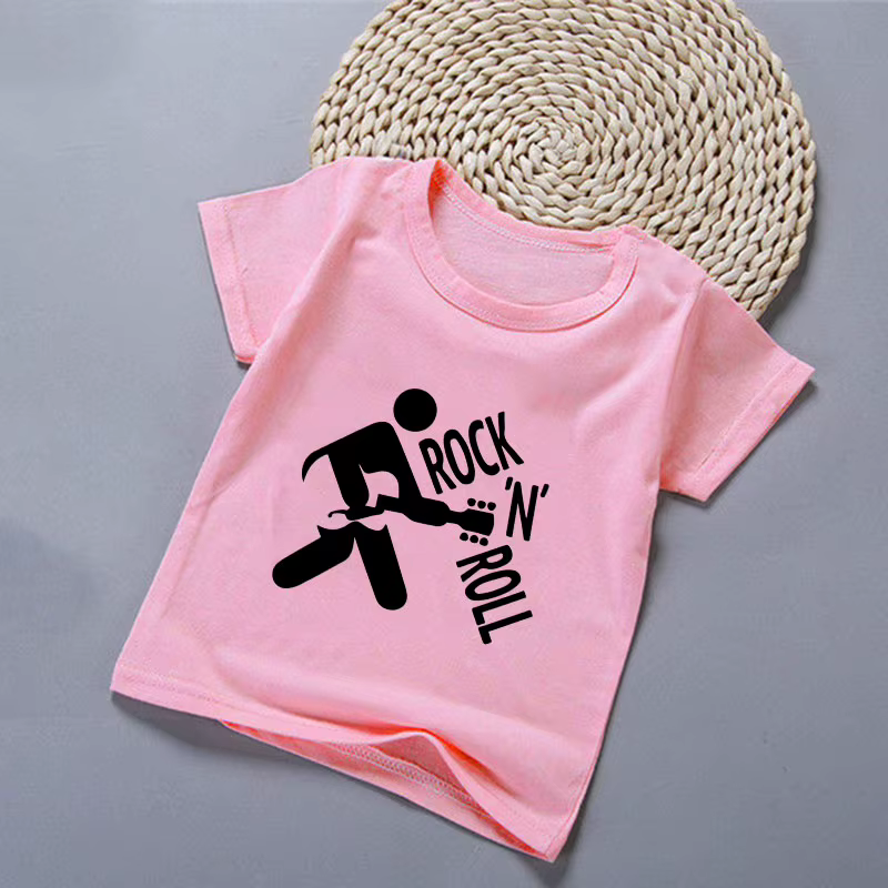 T-shirt unisexe à col rond pour enfants, vêtements de dessin animé Kawaii, hauts d'été pour garçons et filles, t-shirt drôle de crâne et de rock, geste d'anime