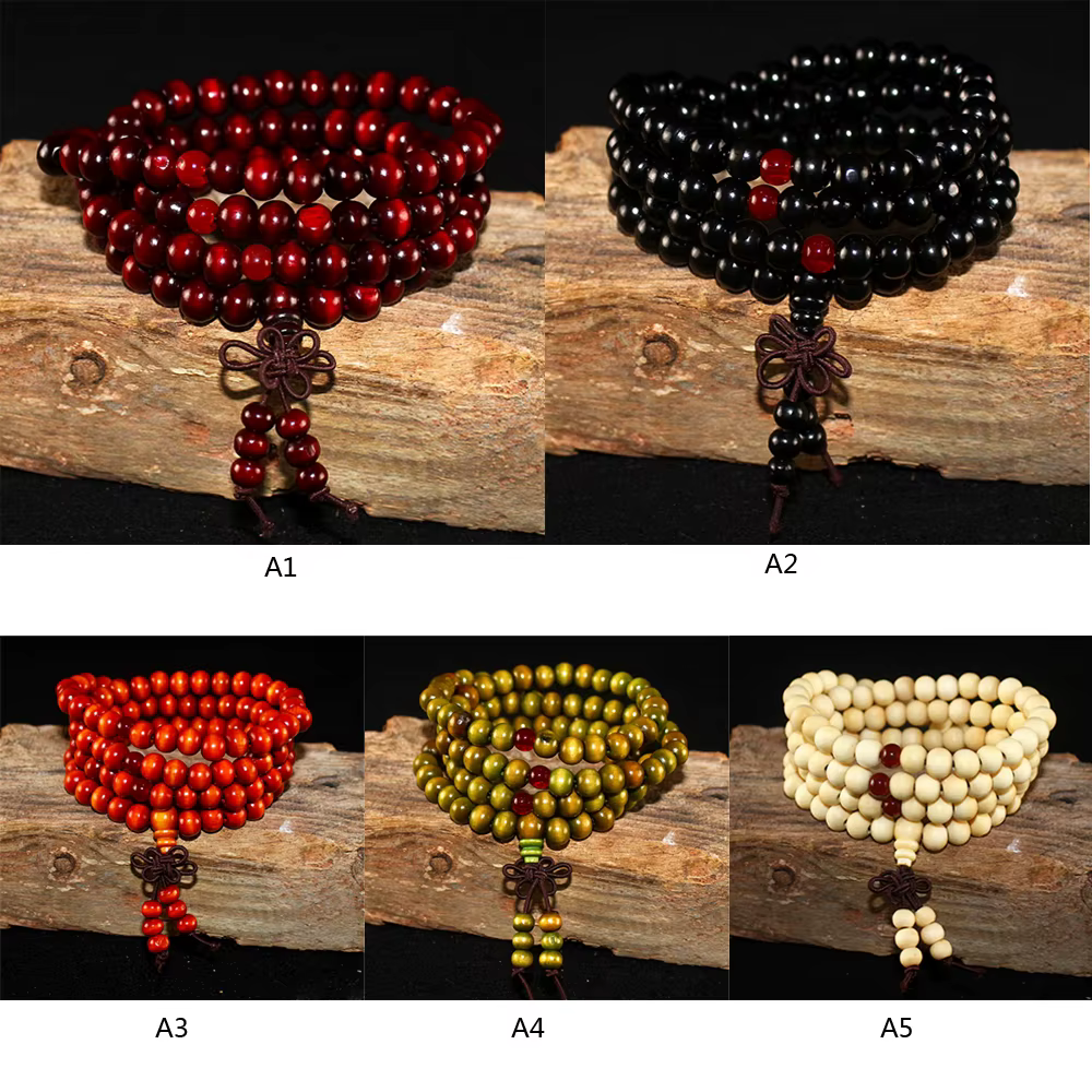 108 perles bois de santal bouddhiste bouddha méditation
