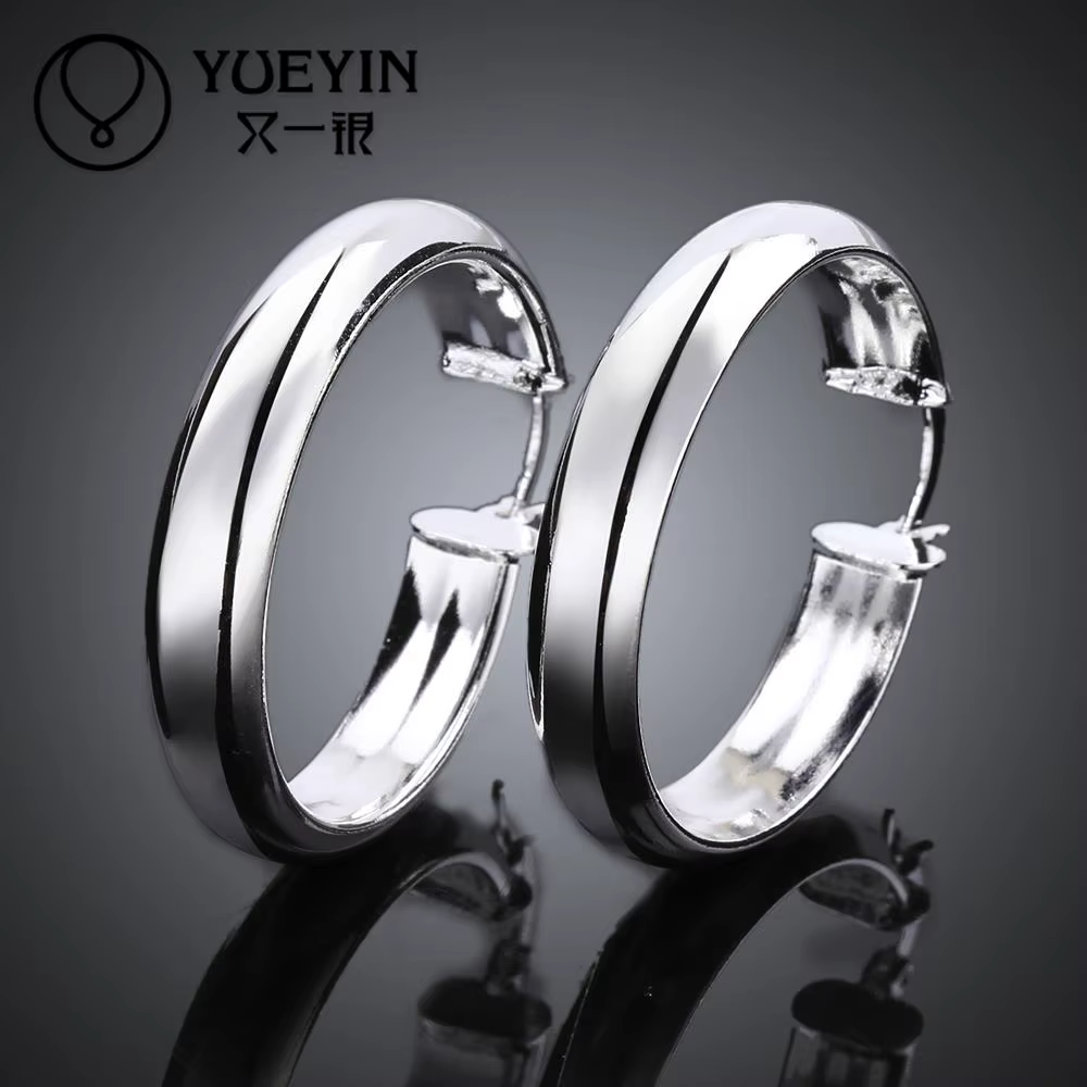 Accessoires bijoux en argent Sterling boucles d'oreilles femme mode Brincos crochet d'oreille ornements à la mode grand cerceau boucle d'oreille ronde