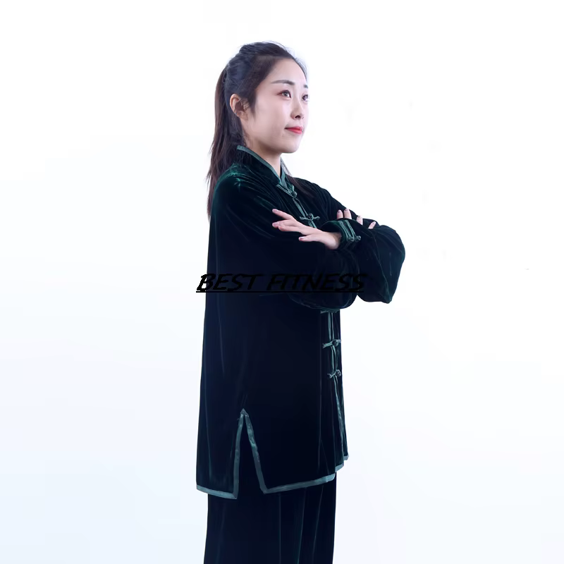 Tenues de Tai Chi en Velours Plissé pour Hommes et Femmes – Collection Automne-Hiver Épaisse – Vêtements d'Entraînement