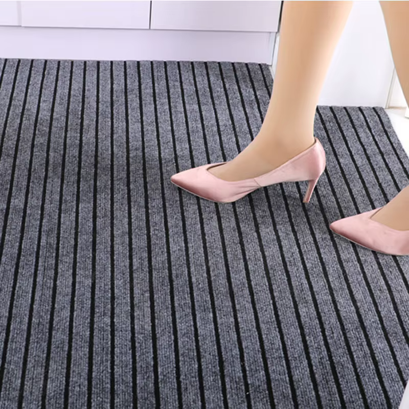 Grand Tapis Fin Antidérapant pour Portes d'Entrée de Centre Commercial, Polymères de Sol d'Extérieur et d'Nik, Salon, Cuisine Grise, Peuvent Être Découpés