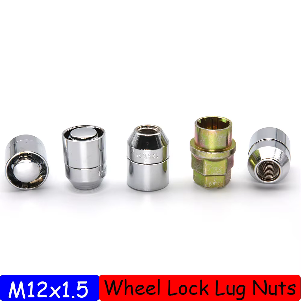 4 écrous de roue serrure 1 clé M12x1.5 serrures de roue écrous antivol pour Toyota pour Honda pour Acura US pneu écrous de verrouillage chromés 4 + 1