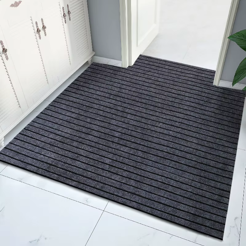 Grand Tapis Fin Antidérapant pour Portes d'Entrée de Centre Commercial, Polymères de Sol d'Extérieur et d'Nik, Salon, Cuisine Grise, Peuvent Être Découpés