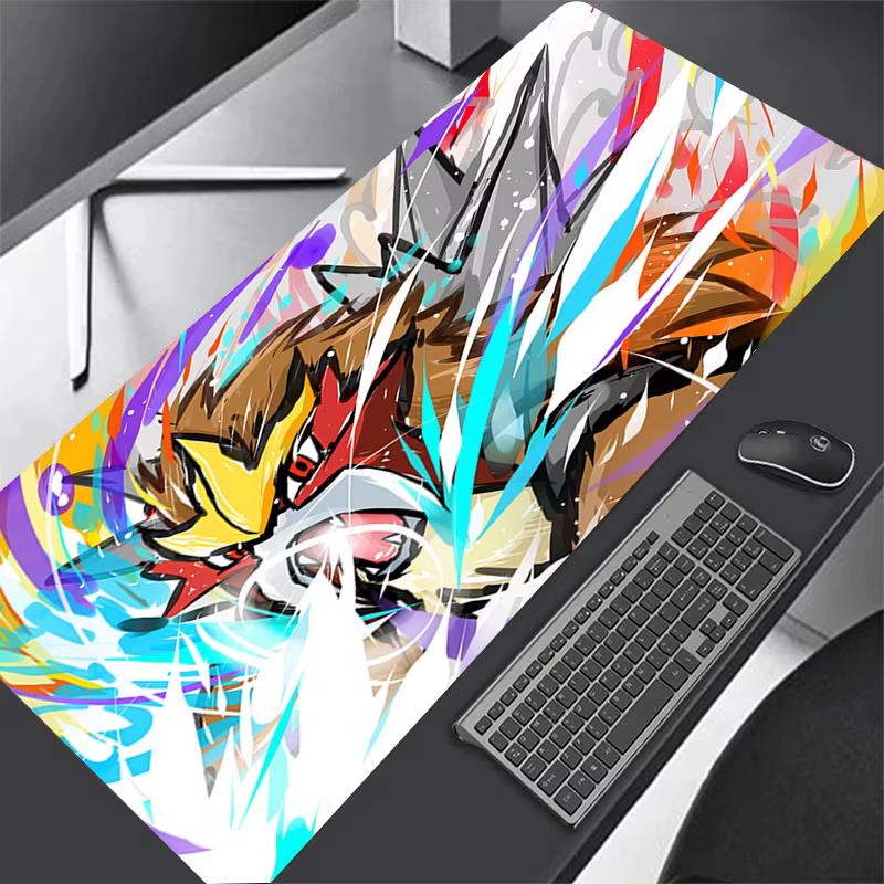 Tapis de souris Anime Pokemon XXL 90x40cm, pour clavier d'ordinateur, accessoires d'ordinateur, tapis de bureau antidérapant avec Lockrand