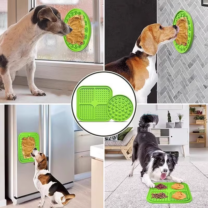 Tapis de léchage pour chien en silicone antidérapant avec ventouses, gamelle à alimentation lente, tapis d'absorption pour bain d'animaux, fournitures d'entraînement et d'alimentation réutilisables po