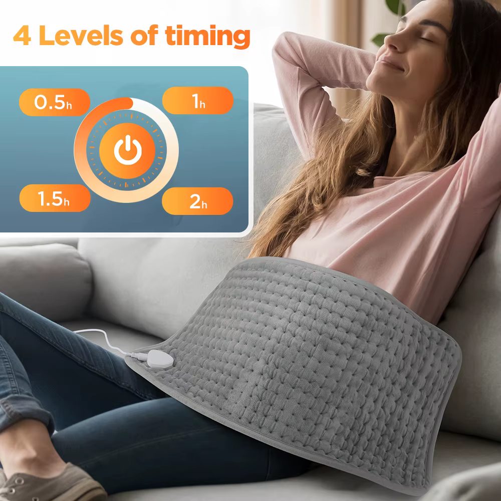 Coussin chauffant 60x30CM, 10 niveaux de température constante, 4 Modes de synchronisation, couverture chaude pour garder les jambes, l'abdomen et les mains, tapis thermique chauffant