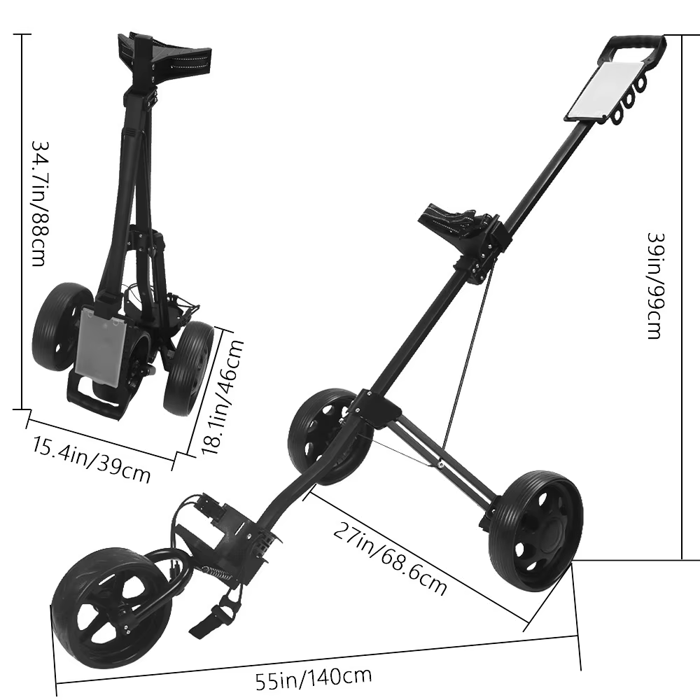 Chariot de golf HotaGolf léger à 3 roues pliable pour clubs de golf