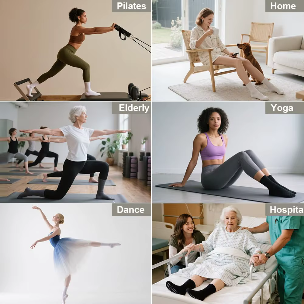 3 paires de chaussettes Pilates pour femmes avec sangles de préhension pour le yoga