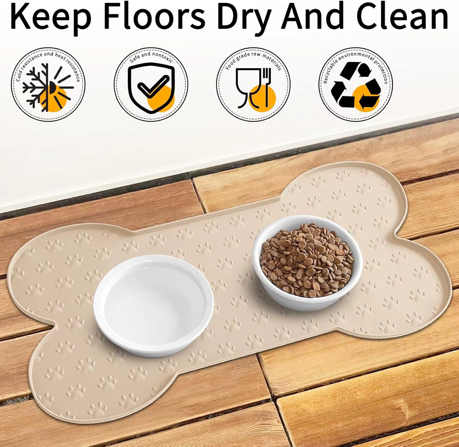 Tapis pour nourriture pour chien, tapis antidérapant en silicone pour bol de chien, tapis épais pour animaux de compagnie, tapis imperméable pour mangeoire pour chat, plateau pour manger pour chiens e