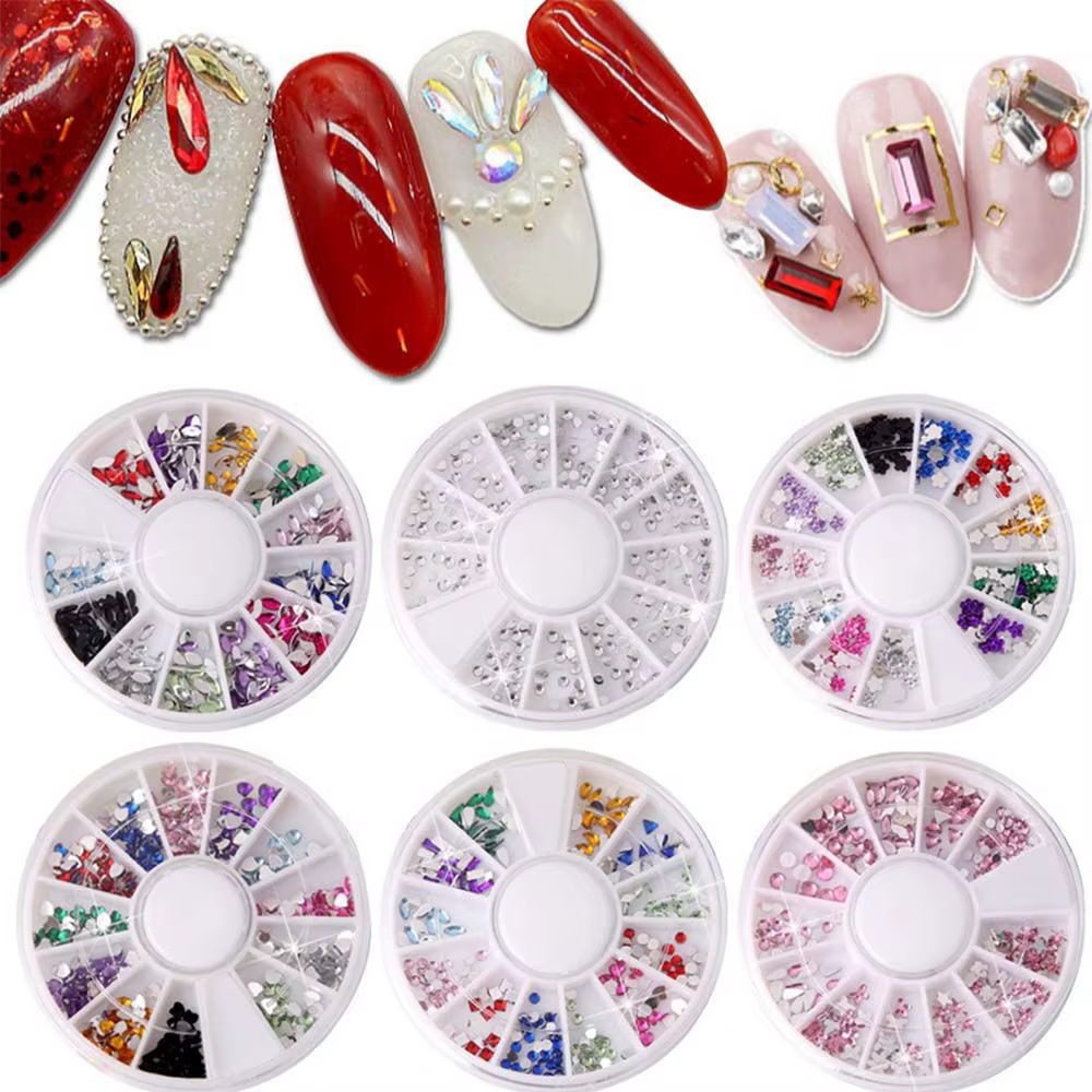 Accessoires de manucure à dos plat, breloques pour ongles, cristal, strass, diamant, décoration d'ongles, ensemble de bijoux pour ongles