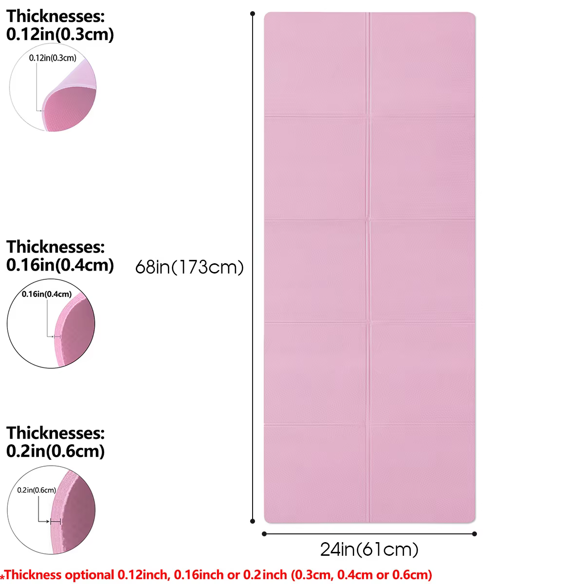 Tapis de Yoga pliable rose, écologique, EVA, pour voyage, Fitness, exercice, épaisseur 3/4/6mm, pour les entraînements de Yoga, Pilates