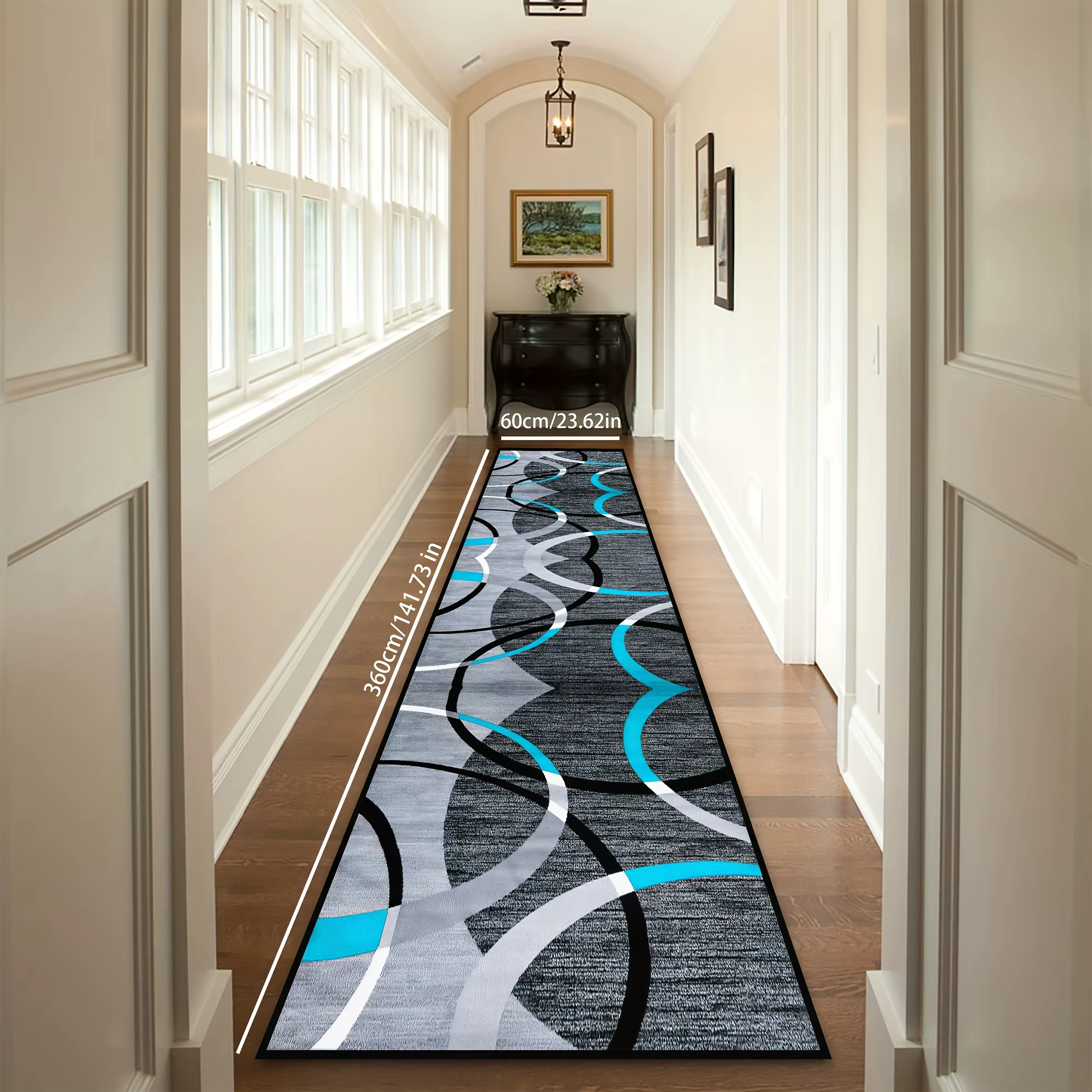 Tapis long géométrique moderne pour salon, couloir, décoration intérieure, tapis de sol de cuisine, tapis de buanderie, tapis de couloir, tapis de balcon à bords fins