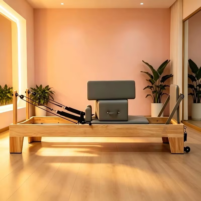 Reformer Pilates en Bois Personnalisé 3-en-1 : Lit de Renforcement Multifonctionnel pour Gym et Studio de Yoga