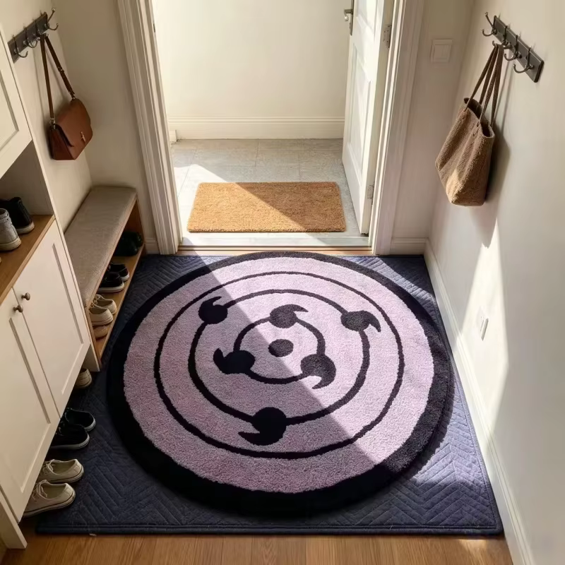 Tapis Naruto Rinnegan, symbole icônique de l'œil Samsara, antidérapant, décoration anime, salles de jeux/chambres, tapis doux, cadeau pour les fans de la série Ninja