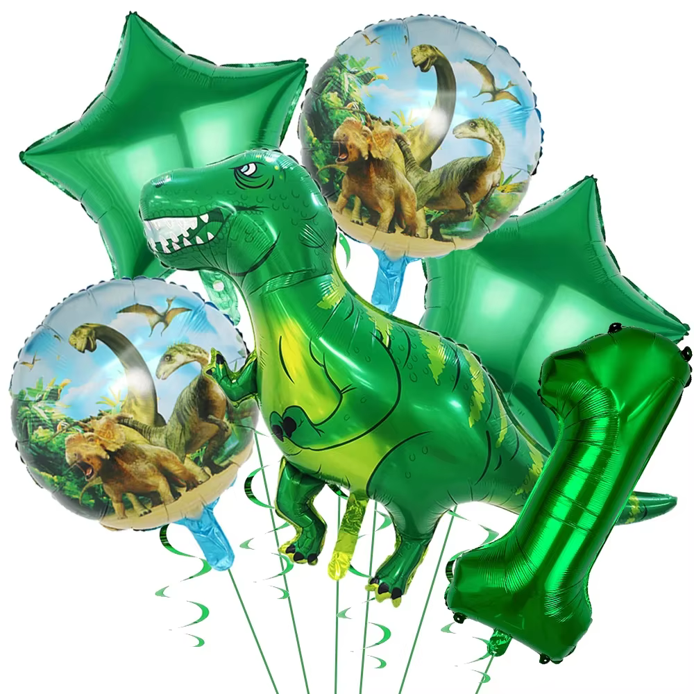 Ballons Dinosaures pour Enfants, Kit de Ballons en Aluminium Chiffres et Étoiles Dinosaures pour Fête d'Anniversaire, Idéal pour Décorer les Fêtes sur le Thème de la Jungle, Jouets