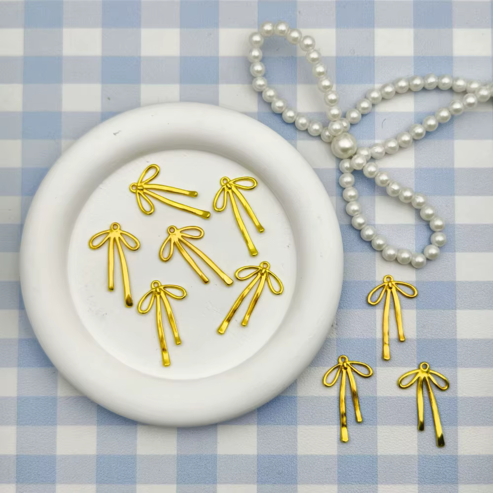 Accessoires mignons en métal doré en forme de nœud, matériaux de bricolage en gros, accessoires DIY, porte-clés, peuvent être librement assortis, décoration, cadeau