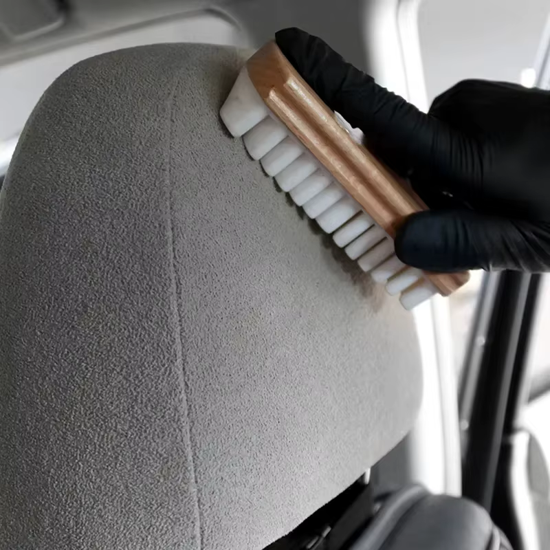 Brosse de nettoyage intérieur de voiture, brosse de soins de beauté, outil de nettoyage de tapisserie de voiture, bois, daim, peau de cerf, tissus en peluche