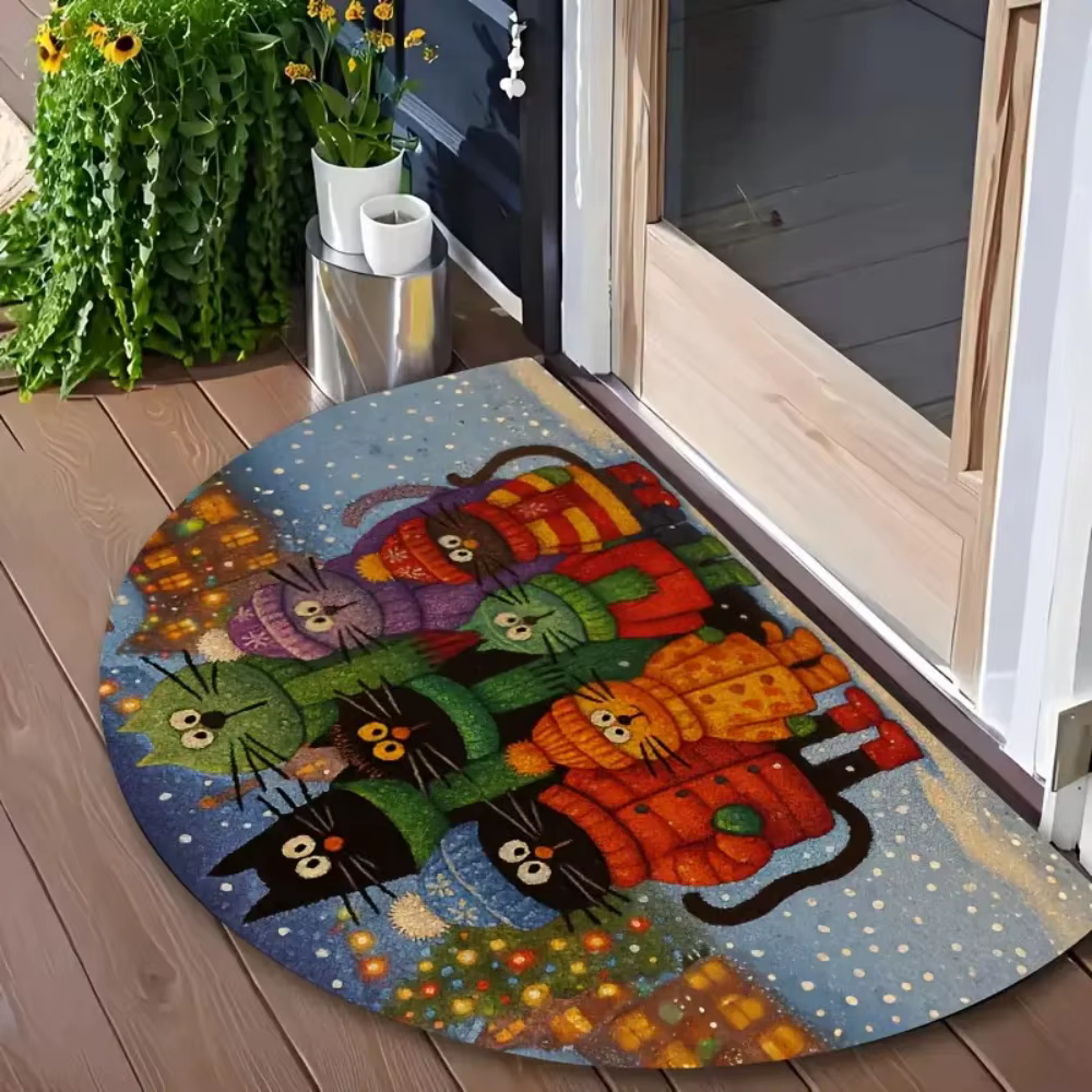 Tapis de salle de bain antidérapant en forme d'animal de dessin animé résistant à l'usure, tapis de sol pour chien et chat, décoration, tapis absorbant doux pour chat, entrée, hall
