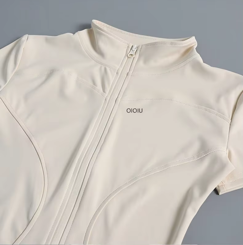 OLOIU Veste de yoga à manches courtes avec col élastique