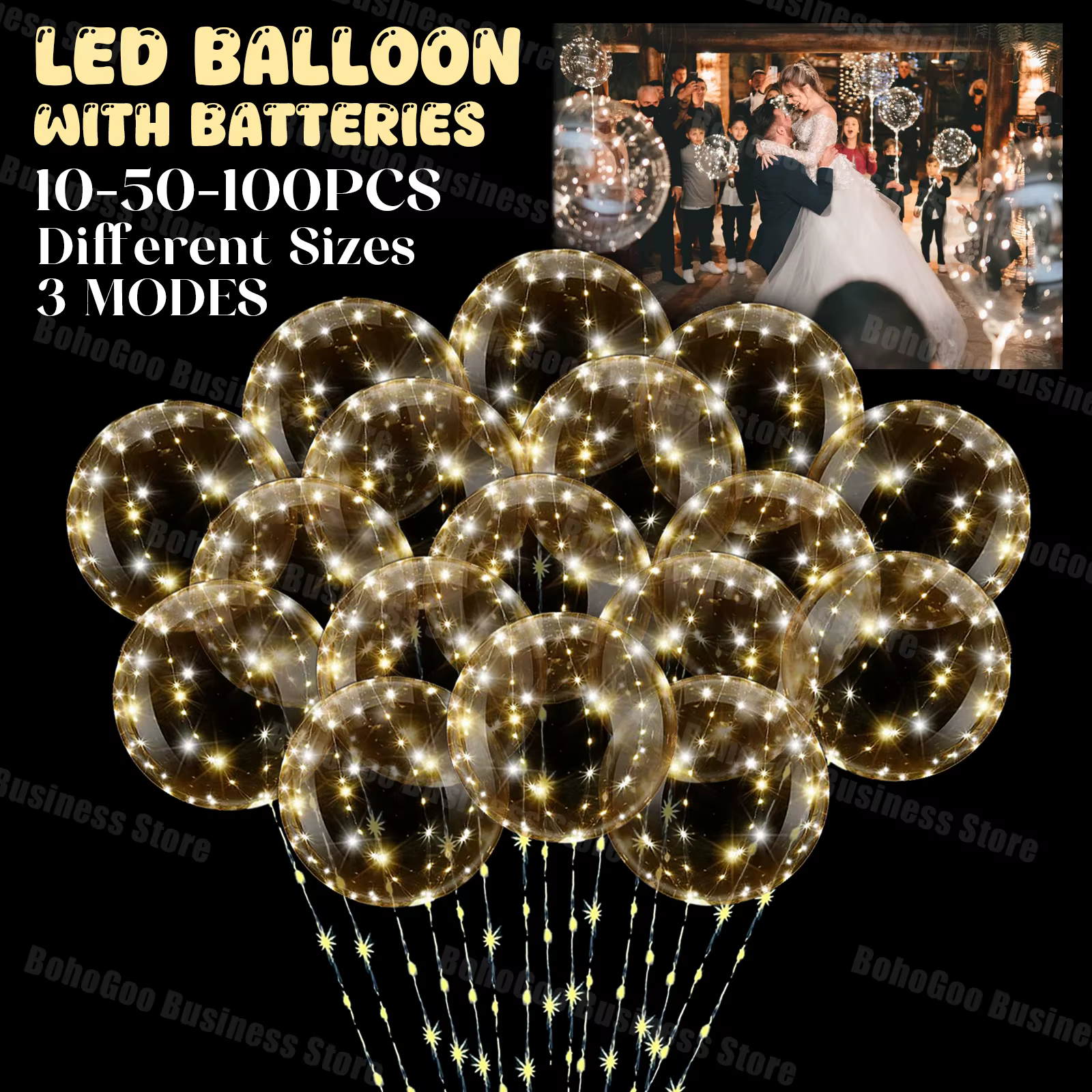 10-100 ensembles de ballons Led avec piles, ballons lumineux clignotants transparents pour décoration de proposition de mariage, fête d'anniversaire, cour extérieure