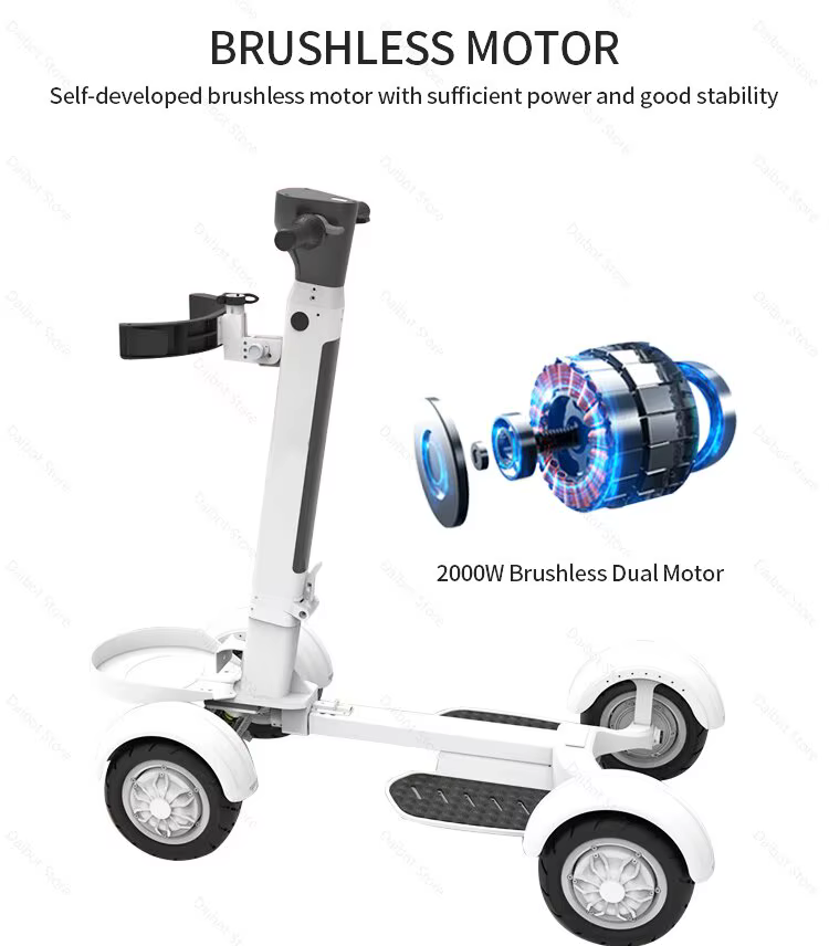 Voiturette de golf électrique tout-terrain à quatre roues, haute puissance, scooter pliable avec parasol perfecBattery, 10 pouces, 2000W