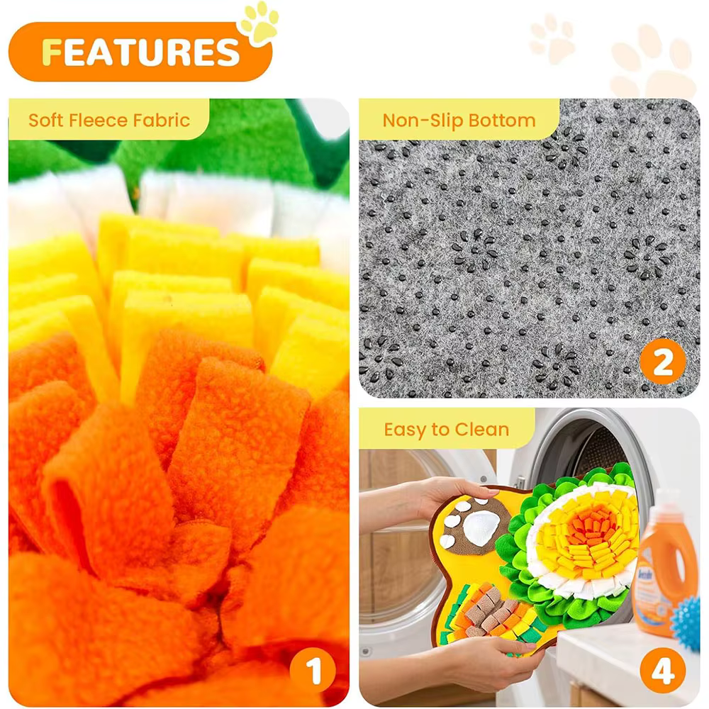 Tapis olfactif extra large 100x80cm pour chien, tapis d'entraînement olfactif, tapis interactif pour jeu et alimentation lente, jouet pour animaux de compagnie soulageant la pression