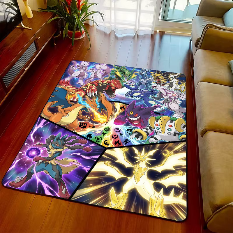 Tapis Pokemon, tapis de sol Anime, surface douce, fond antidérapant pour décoration de salon et de chambre à coucher -QJY