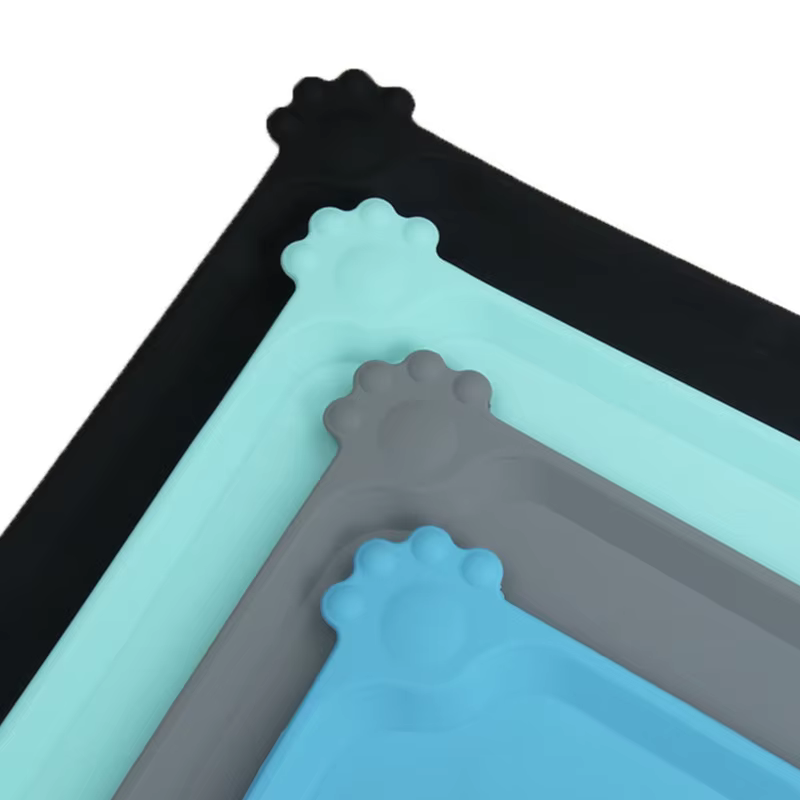 Tapis d'hiver imperméable pour animaux de compagnie, pour chien et chat, couleur unie, en Silicone, coussin de nourriture pour animaux de compagnie, bol pour boire, napperon d'alimentation pour chien,