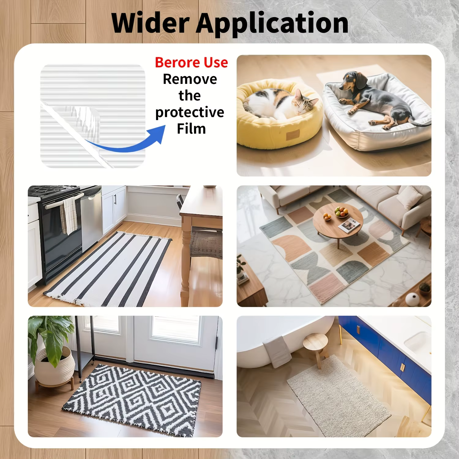 8/12x Sous-couche antidérapante pour tapis