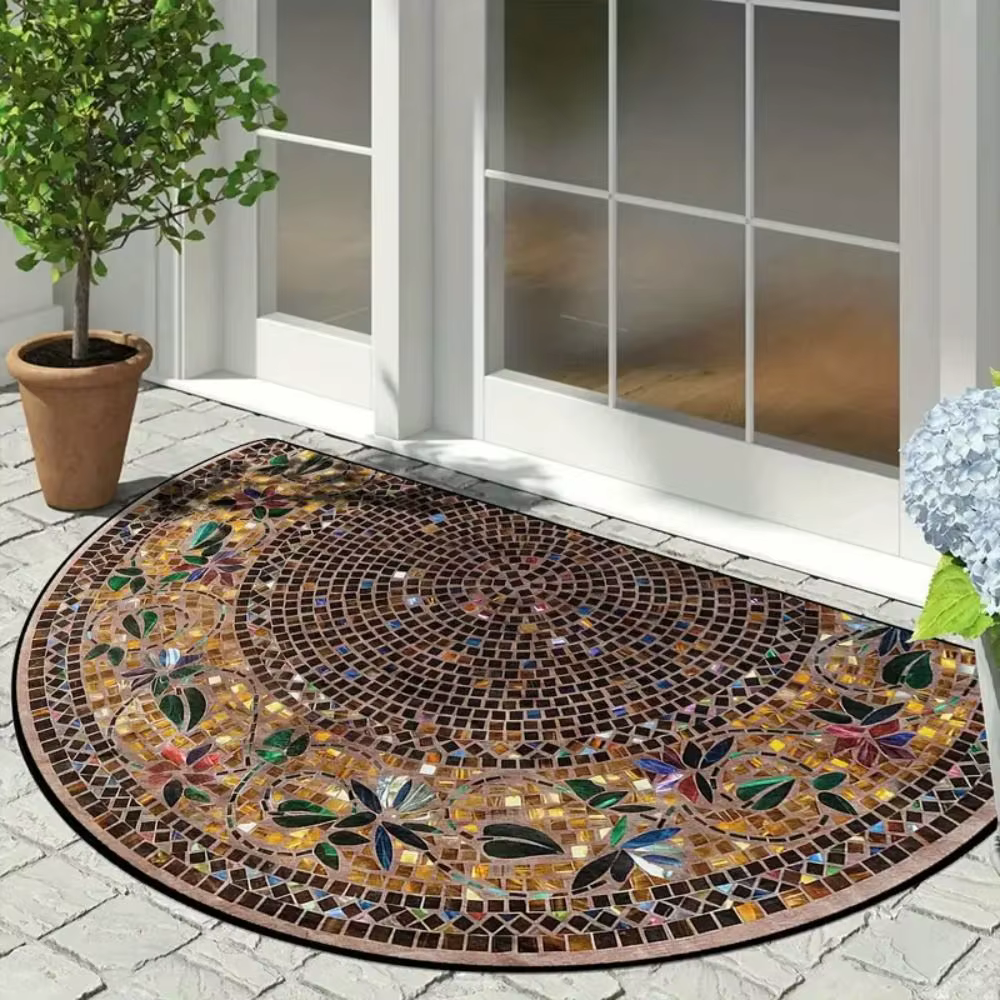 Tapis semi-circulaire durable antidérapant