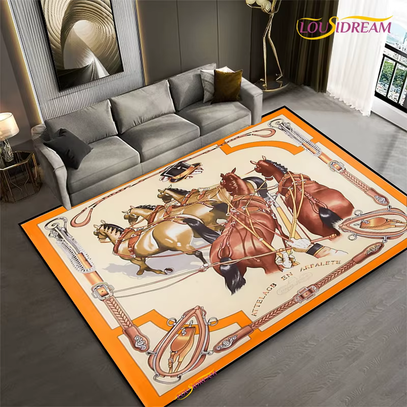 Tapis cheval à cadre ethnique pour salon, chambre à coucher, cuisine, tapis de sol antidérapant pour enfants, cadeau d'anniversaire, accessoires de photographie