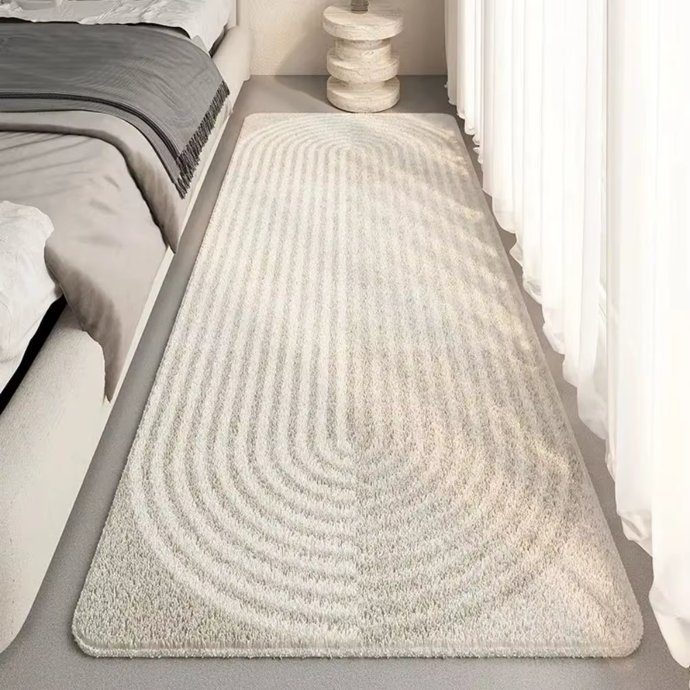 VIKAMA Tapis à poils rayés Tapis antidérapant adapté aux chambres à coucher et aux salons Tapis doux lavable en machine Tapis latéral de berceau