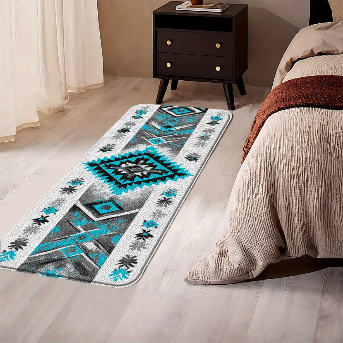 Tapis long géométrique moderne pour salon, couloir, décoration intérieure, tapis de sol de cuisine, tapis de buanderie, tapis de couloir, tapis de balcon à bords fins