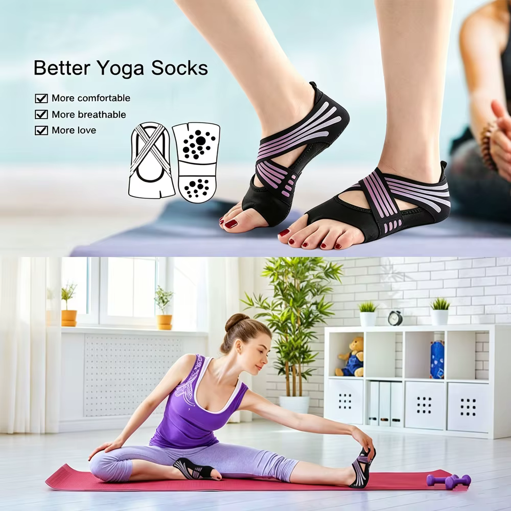 1 paire de chaussettes antidérapantes pour Pilates