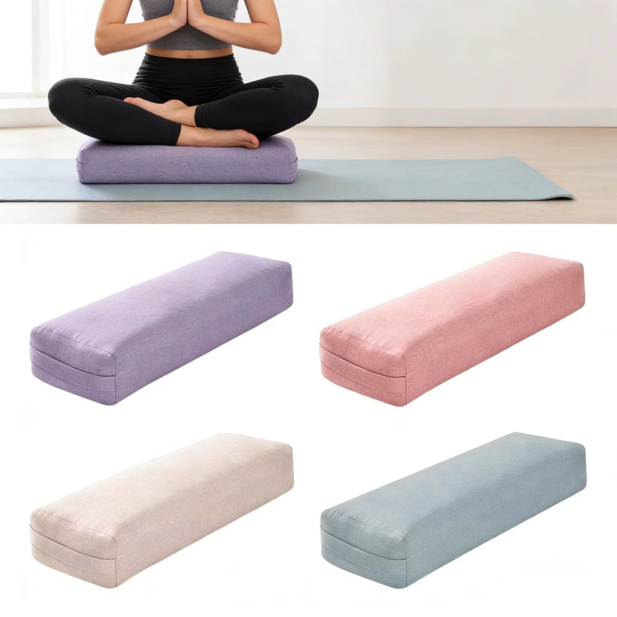 Oreiller de Yoga, coussin de méditation rectangulaire avec poignée