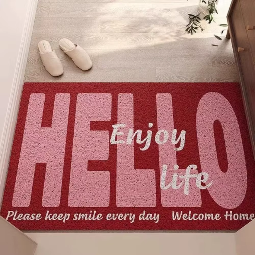 Tapis rectangulaire « Hello Enjoy Life » avec citation positive, tapis de bienvenue pour la maison, tapis antidérapant pour le sol, paillasson d'entrée, tapis de bienvenue