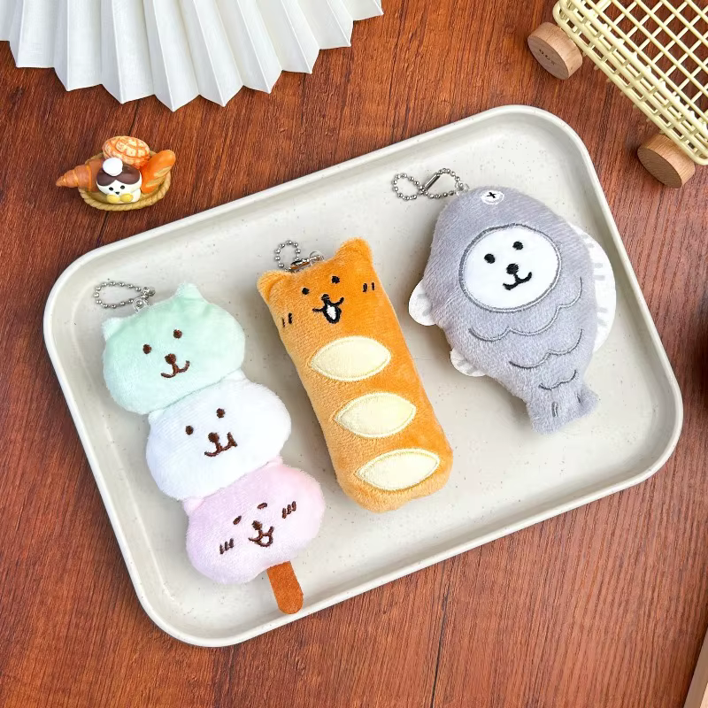 Lot de 3 porte-clés chiot en peluche douce, breloque fantaisie pour sac à dos, accessoire mignon pour sacs, pendentif, cadeau de vacances pour étudiants